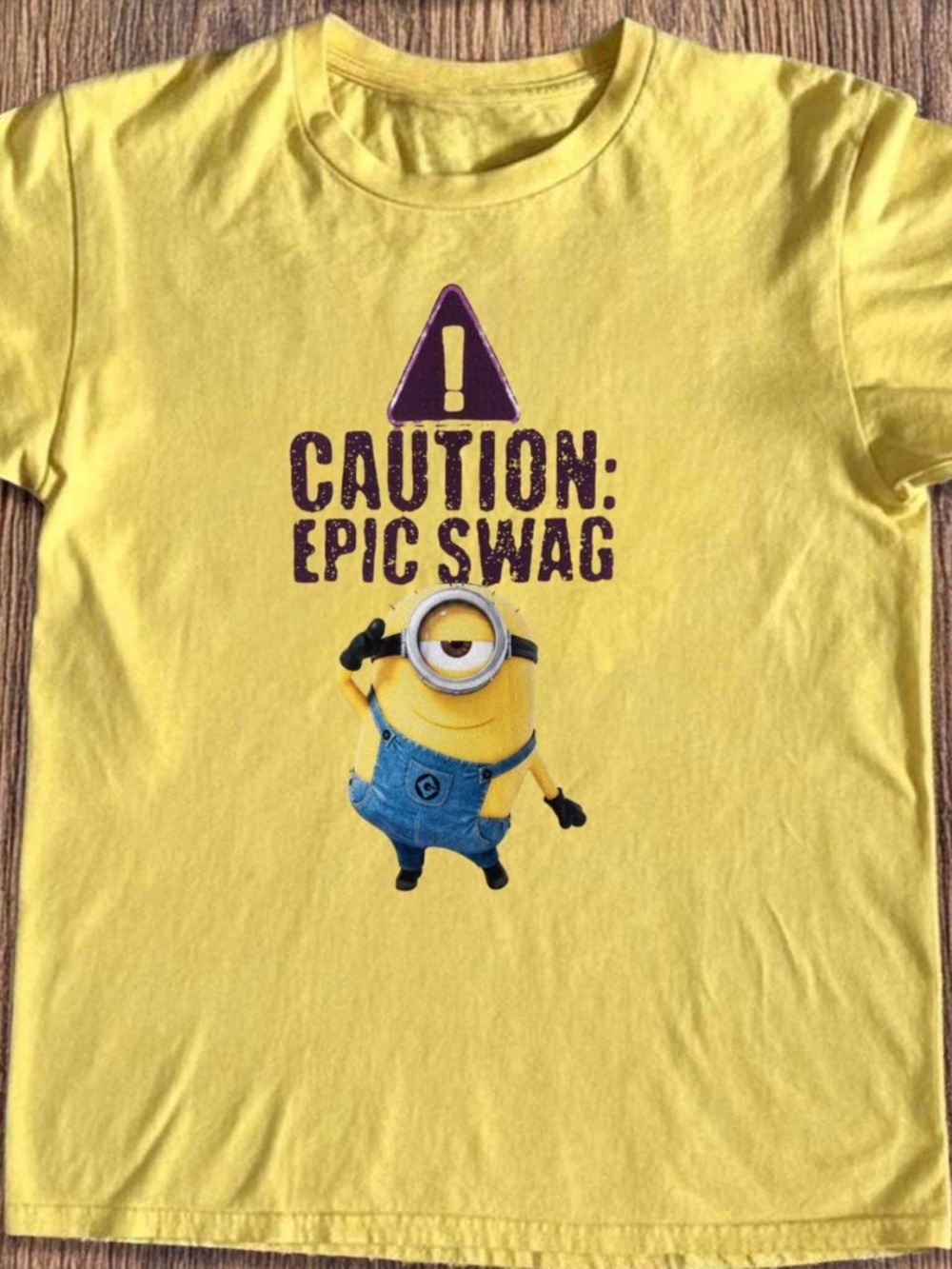Minions Yellow 'Caution: Epic Swag' Graphic T-Shirt